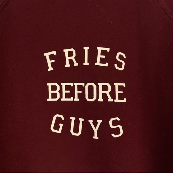 BRUNETTE THE LABEL Sweatshirt M/L Burgundy CrewNeck Fries Before Guys Hot Seller - Picture 3 of 9